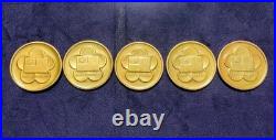 China 70th Anniversary Coin Set of 5, Slightly Scratched, Vintage Collectible