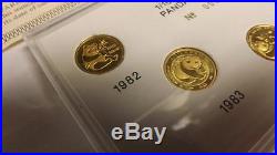 China. 999 Gold Panda BU Gem 4 Coin Collectors Set 1/2 oz. AGW in Case