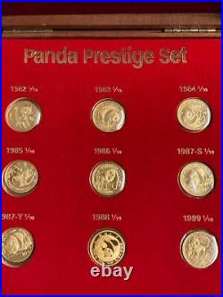 China Chinese Gold Panda 1/10 oz Prestige SET 9 Coin 1982 to 1989