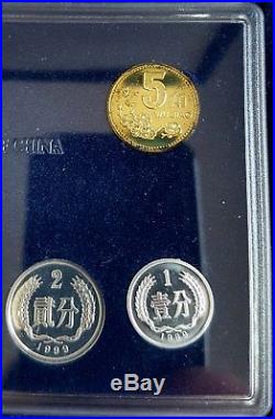 China Coin Set PROOF 1999 Kursmünzensatz KMS 1 Fen 1 Yuan Umlaufmünzen