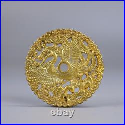China Collectible copper-gold hollow-engraved flower-pattern coins collection