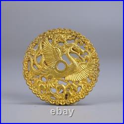 China Collectible copper-gold hollow-engraved flower-pattern coins collection