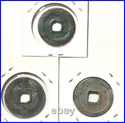 China Genho Tsuho Old Coins 3pcs Set Hansei & Seal Script Styles