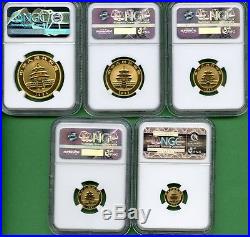 China Panda 1994 Ngc Ms 69 Small Date Gold 5 Coins Set 1.9 Oz