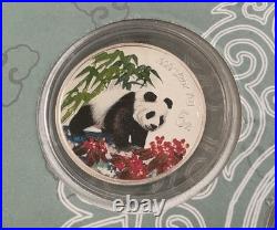 China Panda Colorized Silver 5 Coin Set With Case & COAs