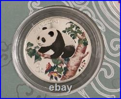China Panda Colorized Silver 5 Coin Set With Case & COAs