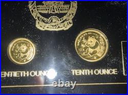 China Panda Proof Set 1991 4 Coin Set 3 Gold Coins 1 Silver 5 10 10 25 Yuan COA