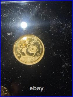 China Panda Proof Set 1991 4 Coin Set 3 Gold Coins 1 Silver 5 10 10 25 Yuan COA