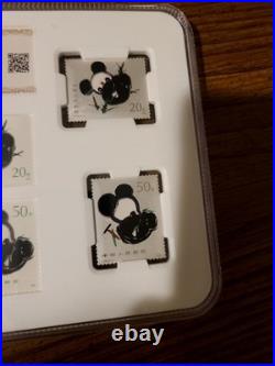 China Panda Silver Stamp Set Ag. 999 5g x 4 (20g Total) COA Display Case