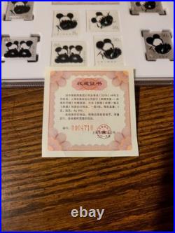 China Panda Silver Stamp Set Ag. 999 5g x 4 (20g Total) COA Display Case