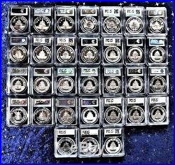 China Panda Silver coins COMPLETE SET (32 COINS) PCGS MS 69 10 Yn