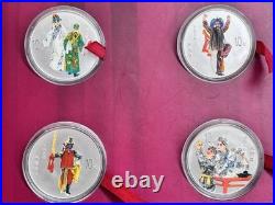 China Peking Opera Coloured Proof 1oz. 999 Silver 10 Yuan 4-coin boxed set 2002