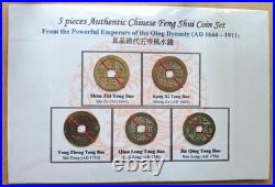 China, Qing 5-emperor Authentic Feng Shui Coin Set 1644 1796