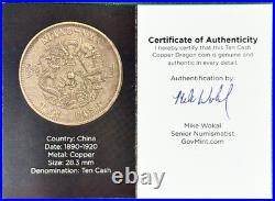 China Qing Dynasty Cash & Kiangsu 10c Flying Dragon Charles Tanant 2-coin Set