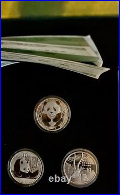 China SILVER PANDA PROOF SET 3pcs 50th ANNIV. 2011 WWF 3 x 1oz