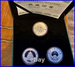 China SILVER PANDA PROOF SET 3pcs 50th ANNIV. 2011 WWF 3 x 1oz