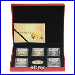 China Set of 5 2011 Gold Pandas PCGS Gem BU First Strike withBox & CoA