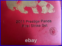 China Set of 5 2011 Gold Pandas PCGS Gem BU First Strike withBox & CoA