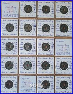 China, Southern Song Dynasty, complete set of 88 1-cash coins rev year number