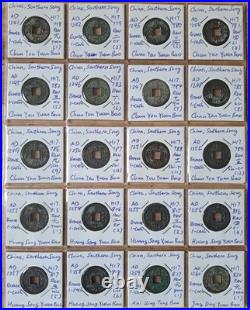 China, Southern Song Dynasty, complete set of 88 1-cash coins rev year number