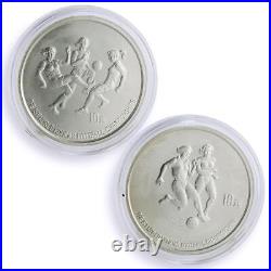 China set of 2 coins 10 yuan Women 1st Football World Championships silver 1991