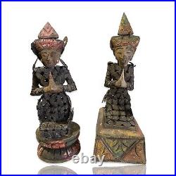 Chinese Coin Statues Set Of 2 Antiques