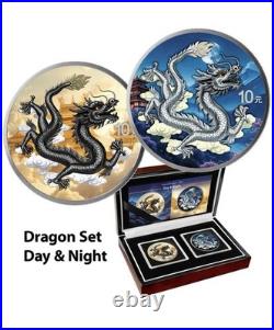 Chinese Dragon Day & Night 2026 10 Yuan 2 x 1 oz Silver Coin Set Chinese Mint