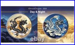 Chinese Dragon Day & Night 2026 10 Yuan 2 x 1 oz Silver Coin Set Chinese Mint