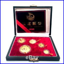 Chinese Gold Panda 5 Coin Proof Set 1988 Original Box