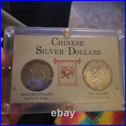 Chinese Silver Dollars Coin Set Manchu Dynasty & Sun Yat-Sen Washington Mint