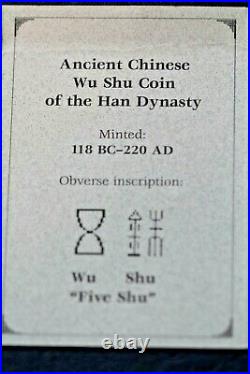 Chinese Wu Shu Coin Of The Han Dynasty 118-220bc Set In 10k Gold Ancient