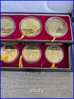Chinese Zodiac 12-Gold Gilded Animal Coin Shenyang Mint Set In Presentation Box