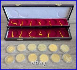 Chinese Zodiac 12-Gold Gilded Animal Coin Shenyang Mint Set In Presentation Box