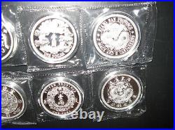 Complete 8 Coin Set of China Dragon Restrike 1 oz. Silver Coins