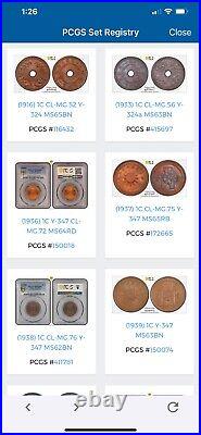 Complete PCGS Registry set Republic of China 1C (1 FEN), Circulation Strikes