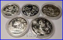 Complete Set of 28 China 10 Yuan 1 oz Silver Panda 1989 2015 + 2009 Anniv coin