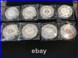 Complete set 1 oz chinese silver restrike dragon coins (premium uncirculated)