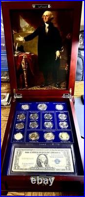 Danbury Mint George Washington Coin & Currency Set with wood box Case