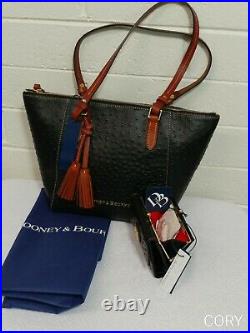 Dooney & Bourke Ostrich Black Leather Maxine Tote Purse & Coin Wallet Set Nwt