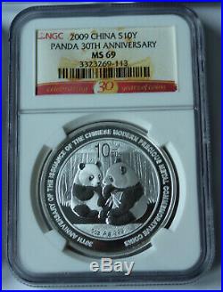 Early Year China Silver Panda 5 coin SET NGC & PCGS all MS69 2005-2009 S10Y 1oz