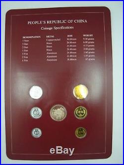 FRANKLIN MINT 1983 COIN SETS OF ALL NATIONS CHINA UNCIRCULATED 7 COIN SET WithCARD