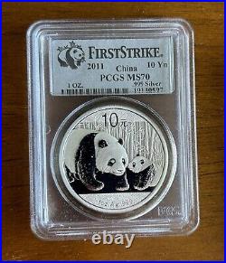 FULL Set 2011 China. 999 Silver Panda 1 oz 10Yn First Strike Coin PCGS GradeGEM