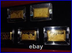 Fiji CHINESE PANDA The largest 1g Coin $5 Bars Set Of 5 1g Solid Gold With COA