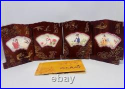 Four Chinese Beauties, Set Of 4 Fan Shape Coins 200 Grams Silver. With Display Four Chinese Beauties, Set Of 4 Fan Shape Coins 200 Grams Silver. With Display