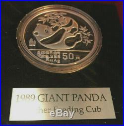 Giant Pandas RARE 1987-91 5 oz Silver 5-coin PROOF SET, unique display box, COA