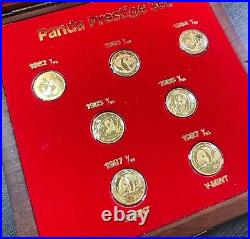 Gold China Panda Prestige Set 7-Coins 1982-1987 Gold 1/10th Ounce Each
