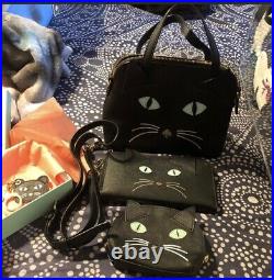 Kate Spade Cats Meow MAISE Crossbody Satchel with wallet, coin & Key Chain Set