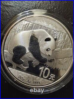 (Lot Of 4) 2016 10 Yuan Silver China Chinese Panda. 999 30 Gram Raw AU BU