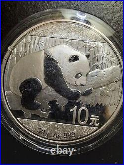 (Lot Of 4) 2016 10 Yuan Silver China Chinese Panda. 999 30 Gram Raw AU BU