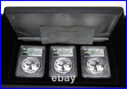 Lot of 3 2021 S/G/Y Chinese Panda 1oz. 999 Silver PCGS MS70 Mint Set